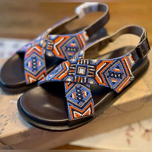 Free People | Mali Beaded Leather Sandals | Women’s Size 6